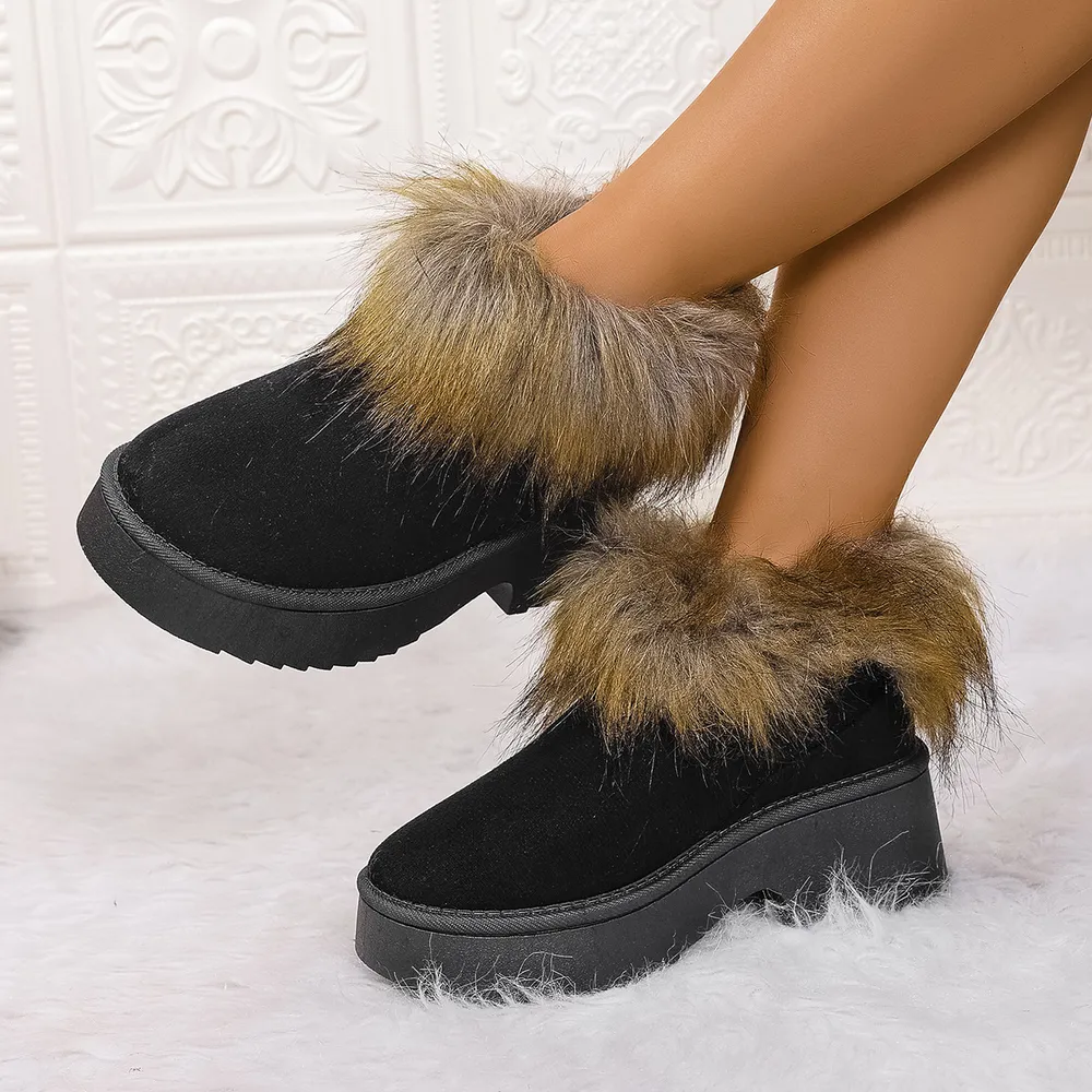 Furry Trim Platform Winter Boots, image 3