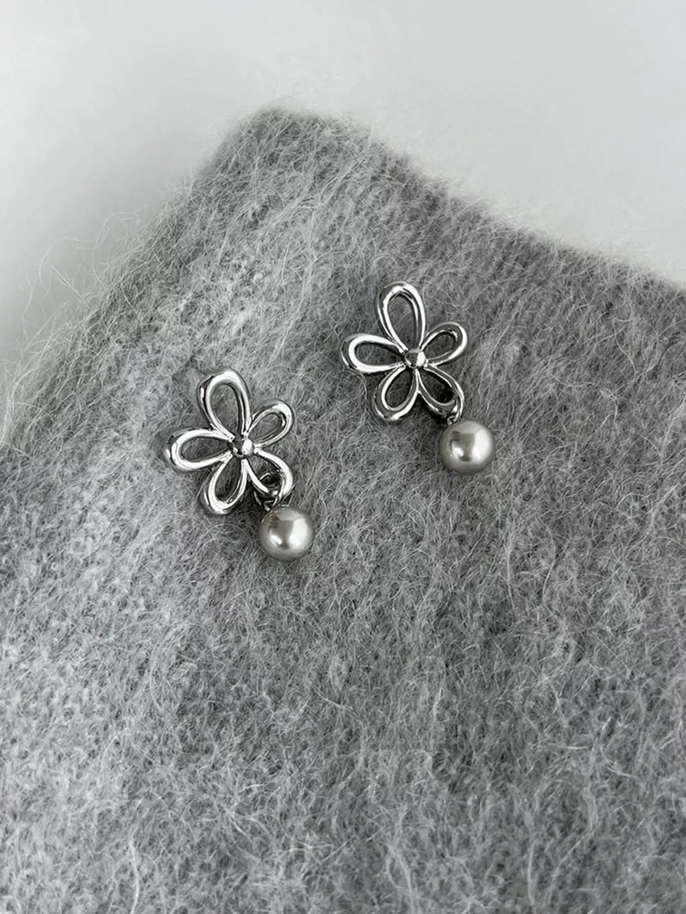 Flower Pearl Drop Earrings, image 7