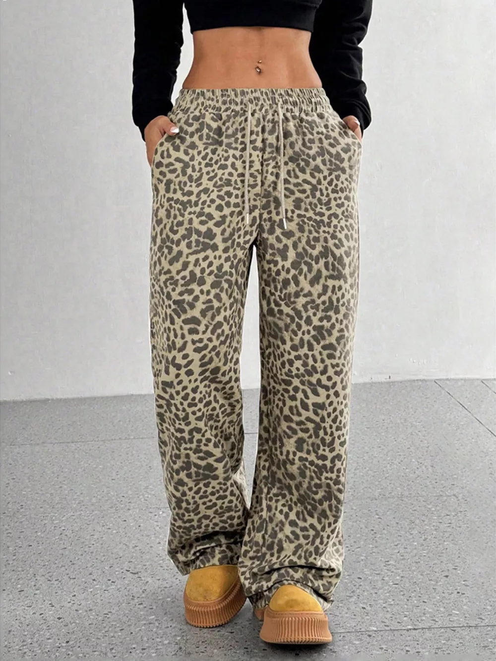 Full Size Leopard Print Wide Leg Pants Plus Size, image 4