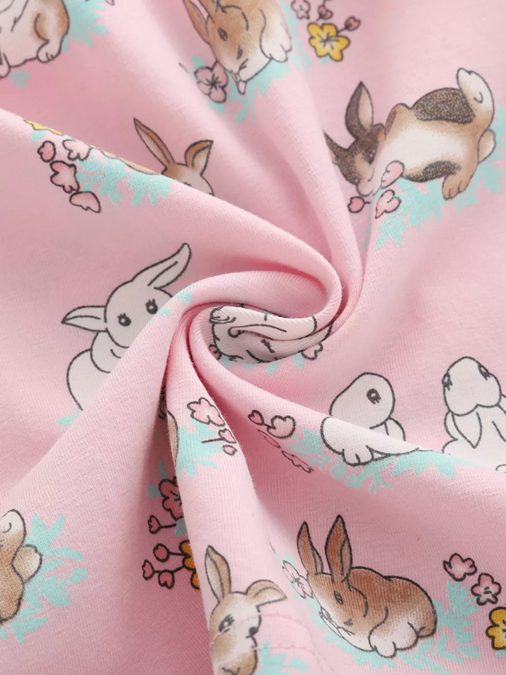 Children's Bunny Print Round Neck Casual Dress, image 3