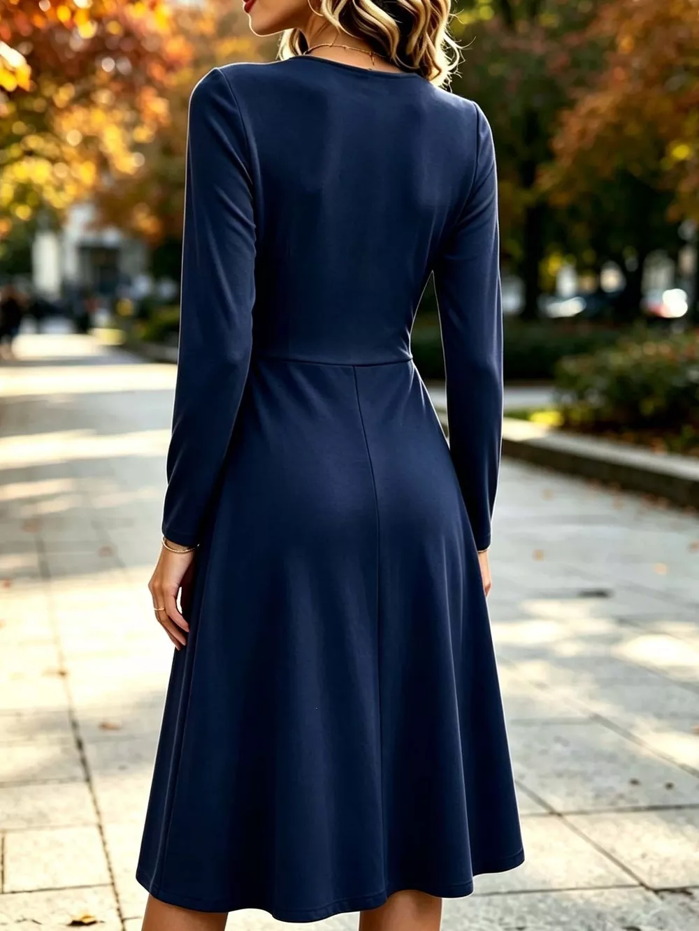 Full Size Ruched Long Sleeve Midi Dress Plus Size, image 11