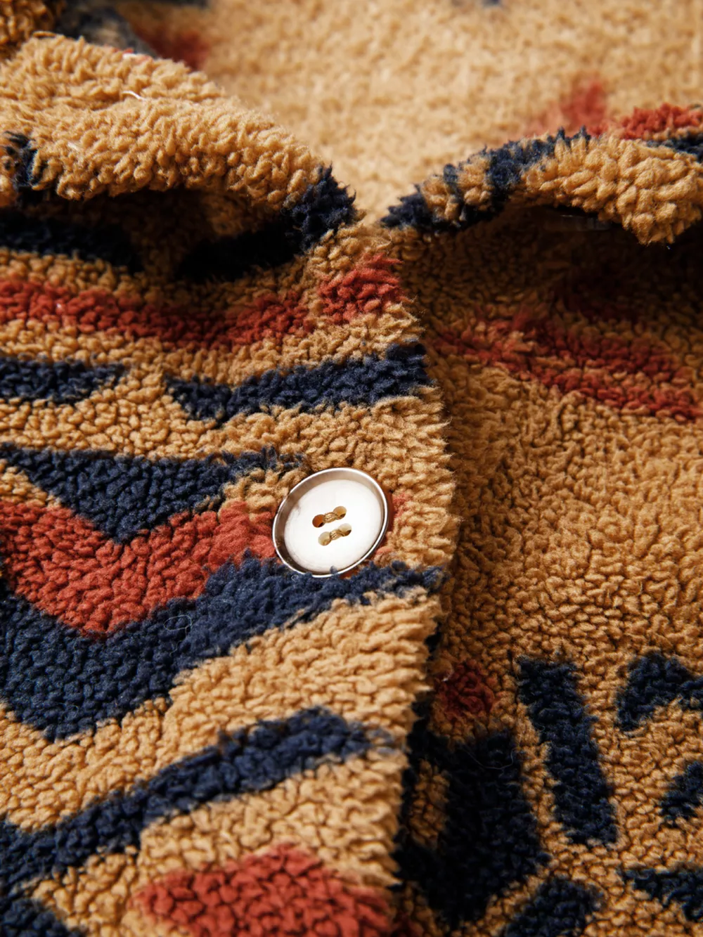 Western Aztec Pattern Fleece Button-Up Shacket, image 4