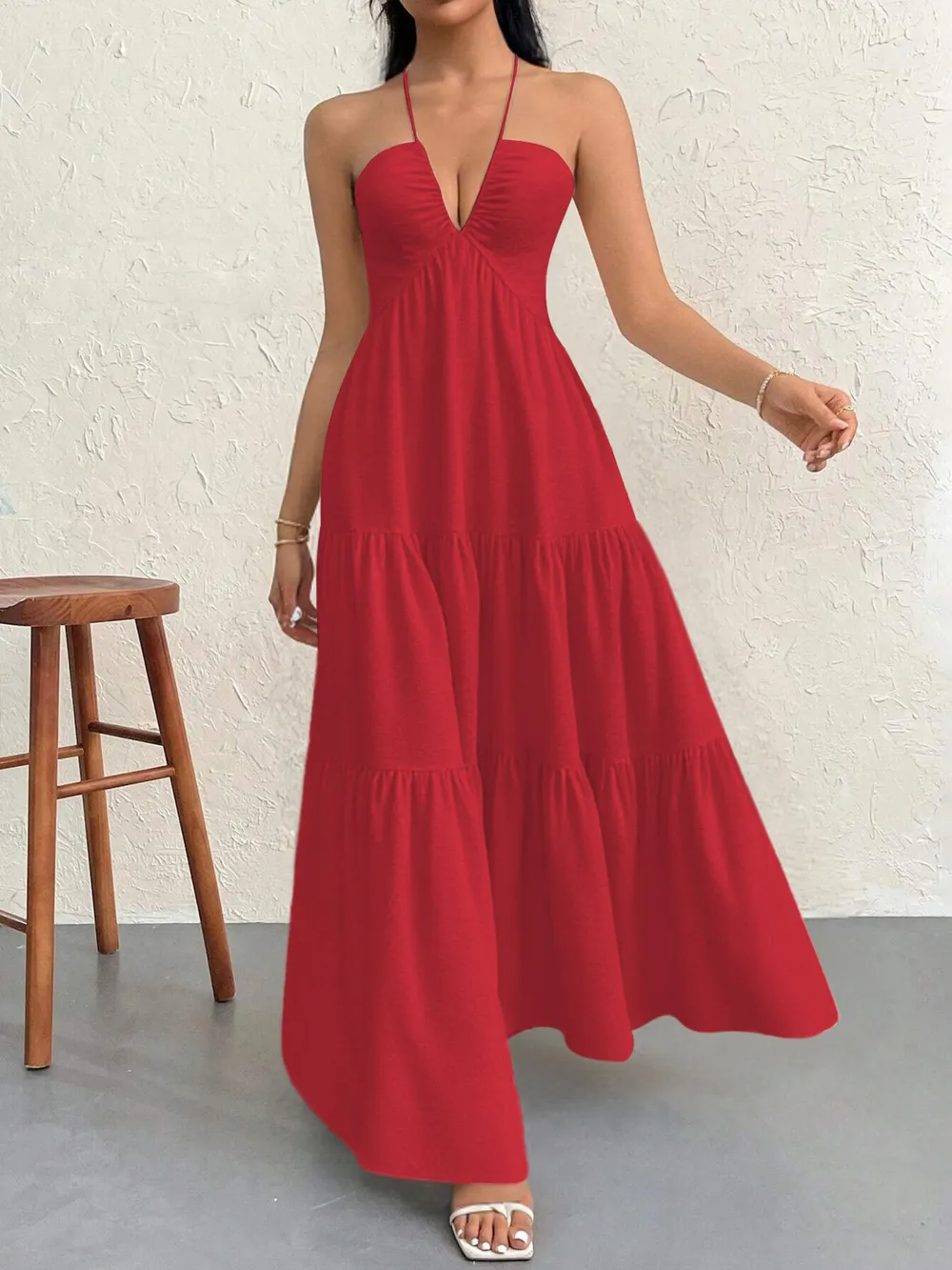 Halter Neck Tiered Maxi Dress, image 11