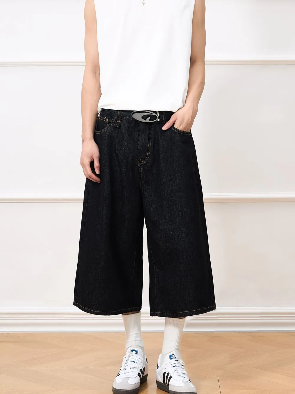Men's Wide Leg Denim Shorts