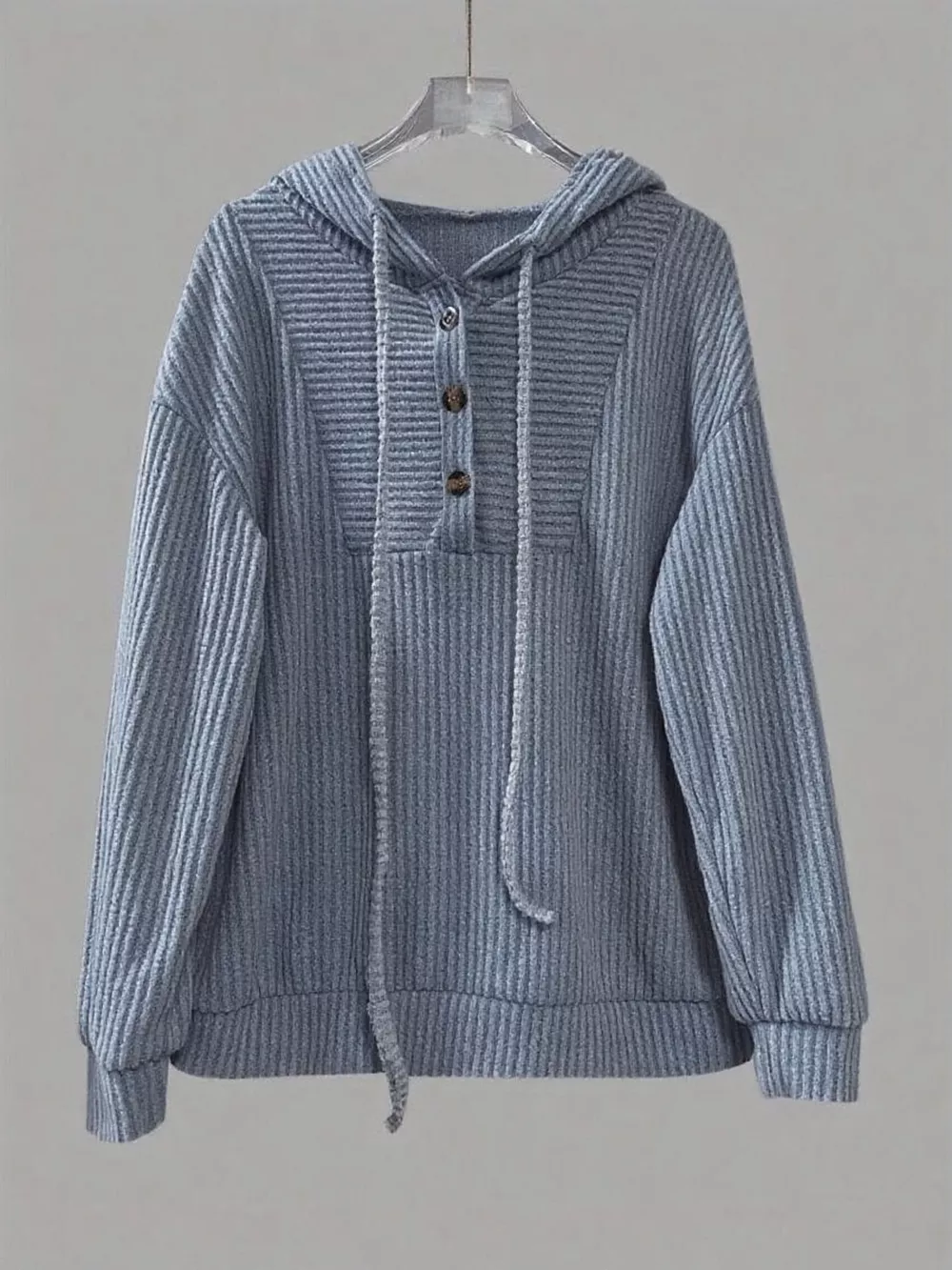 Button-Front Drawstring Hoodie, image 11