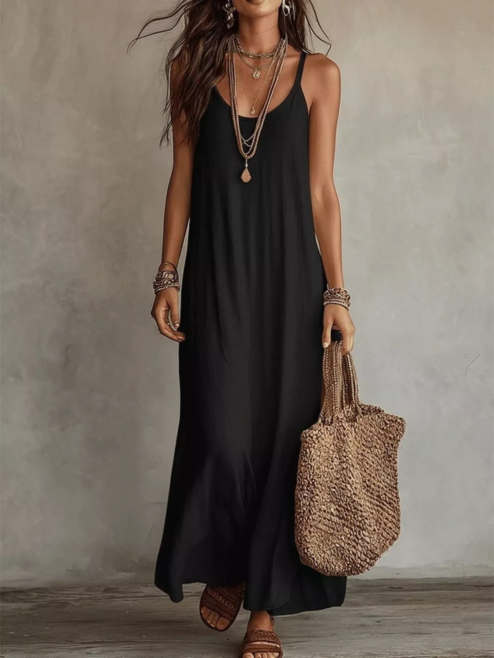 Full Size Scoop Neck Spaghetti Strap Maxi Dress Plus Size, image 6