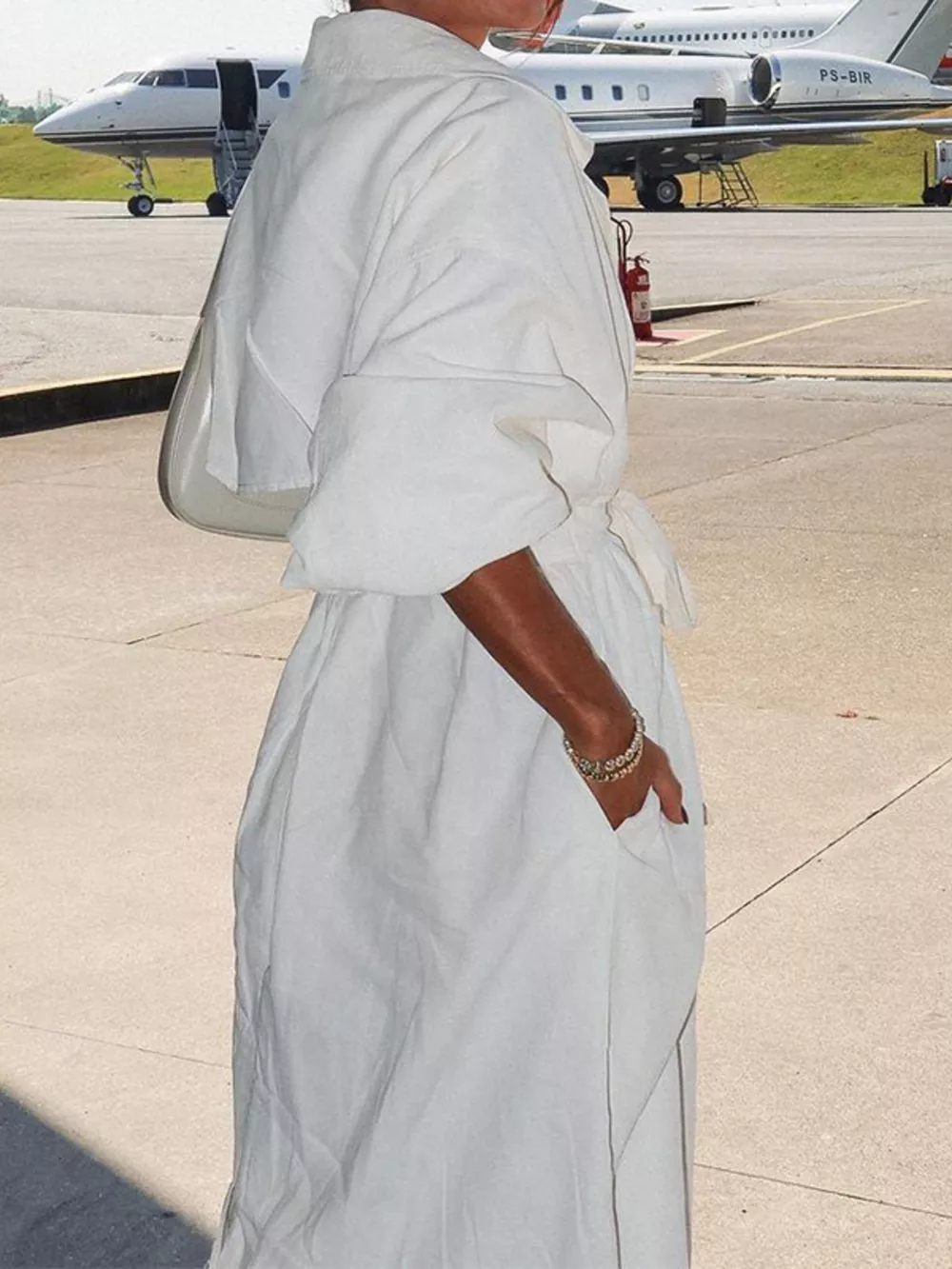 Tie Waist Midi Shirt Dress, image 4