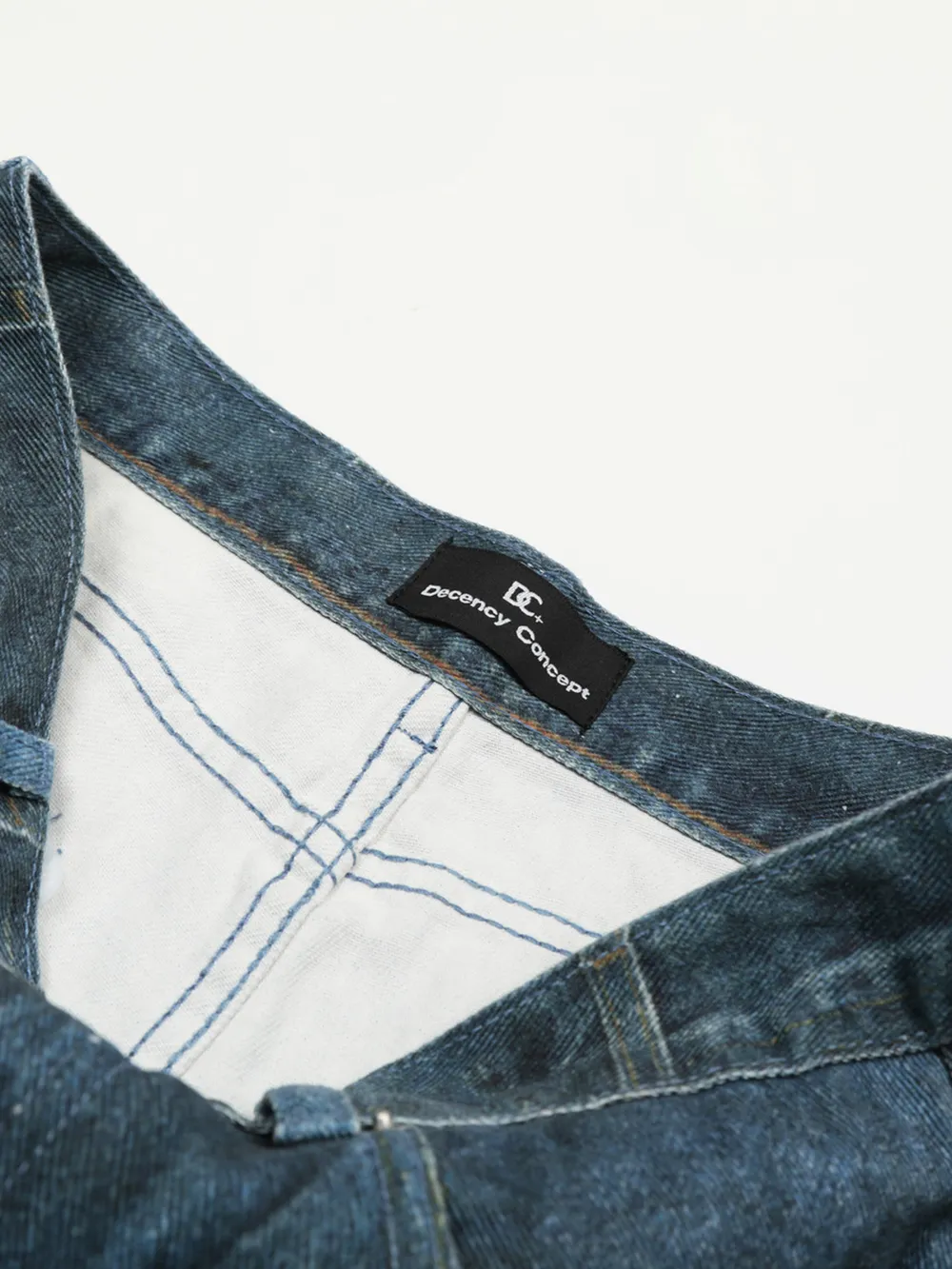 Men's Washed Patchwork Wide Leg Curved Jeans, image 6