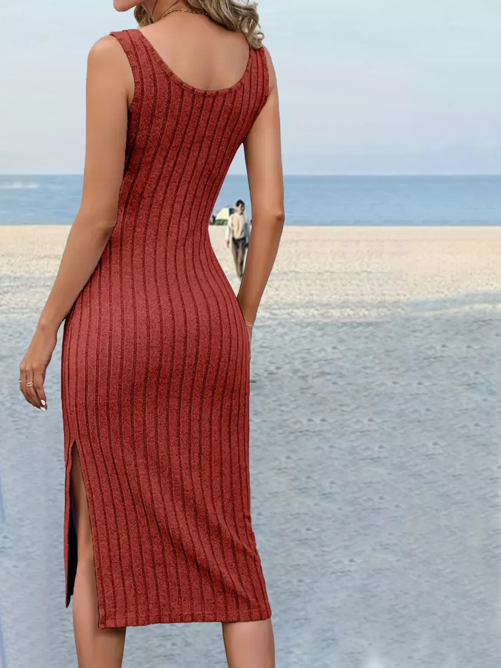 Slit Sleeveless Scoop Neck Dress, image 6