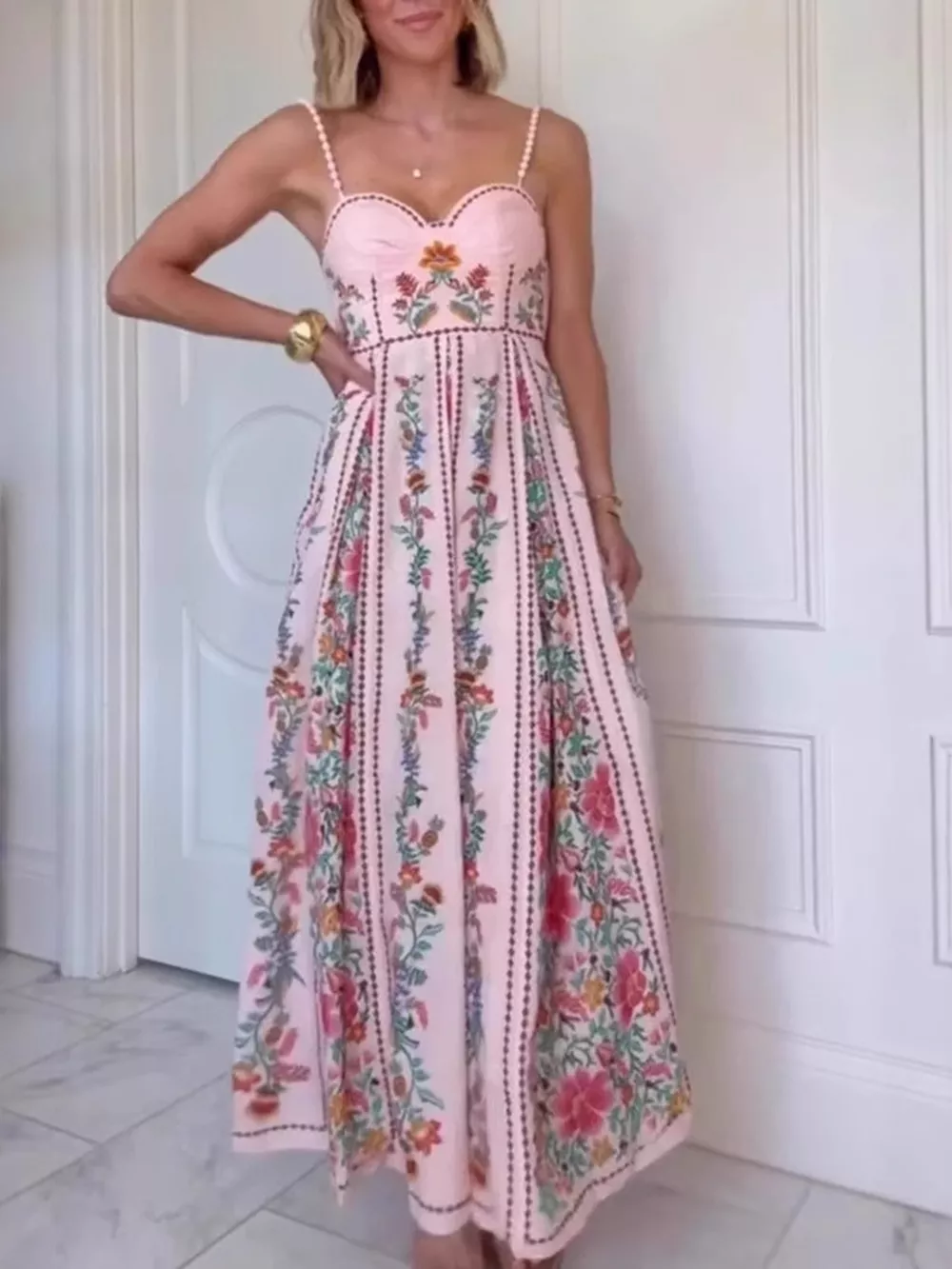 Floral Print Sweetheart Neck Cami Dress, image 2