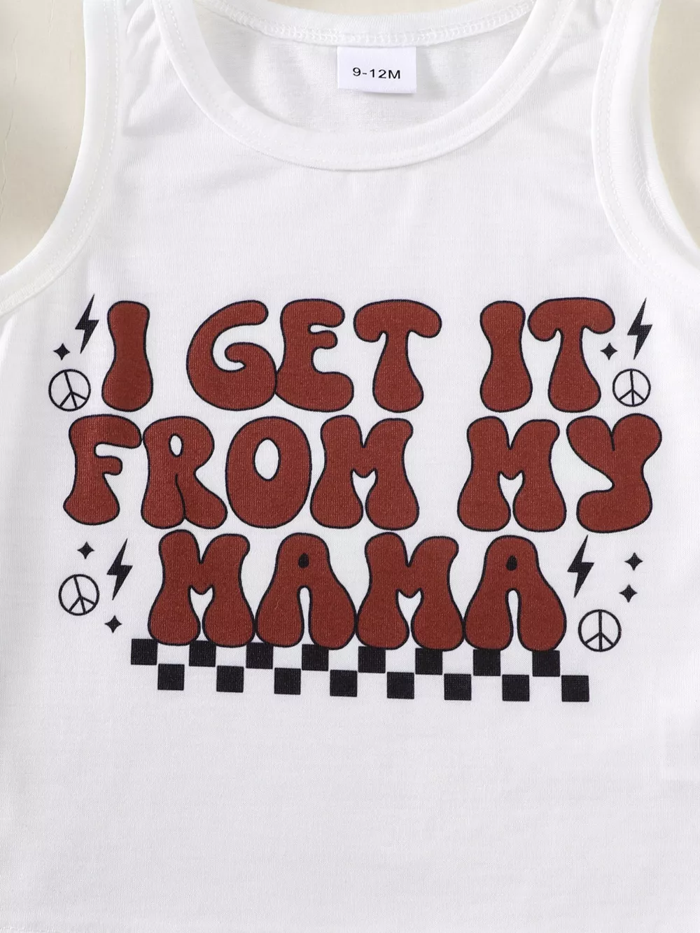 Children's Checkered Letter Tank Top & Shorts Set, image 4