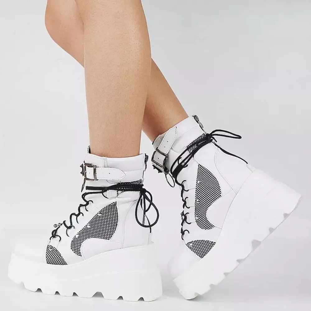 Lace Up Platform Wedge Boots, image 2