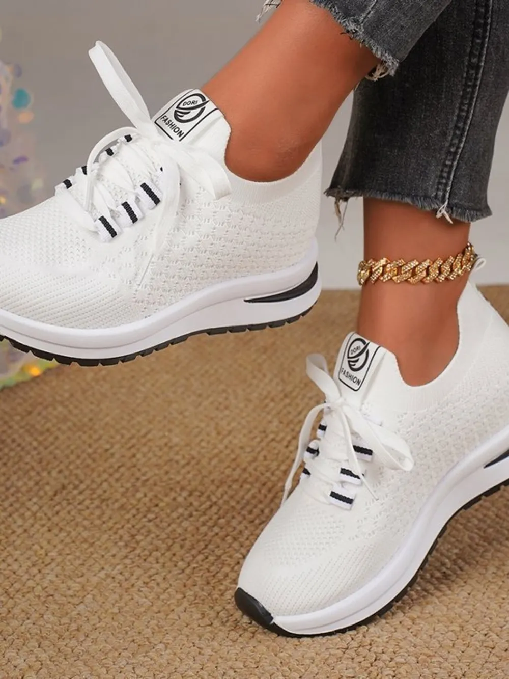 Breathable Mesh Lace Up Sneakers, image 4