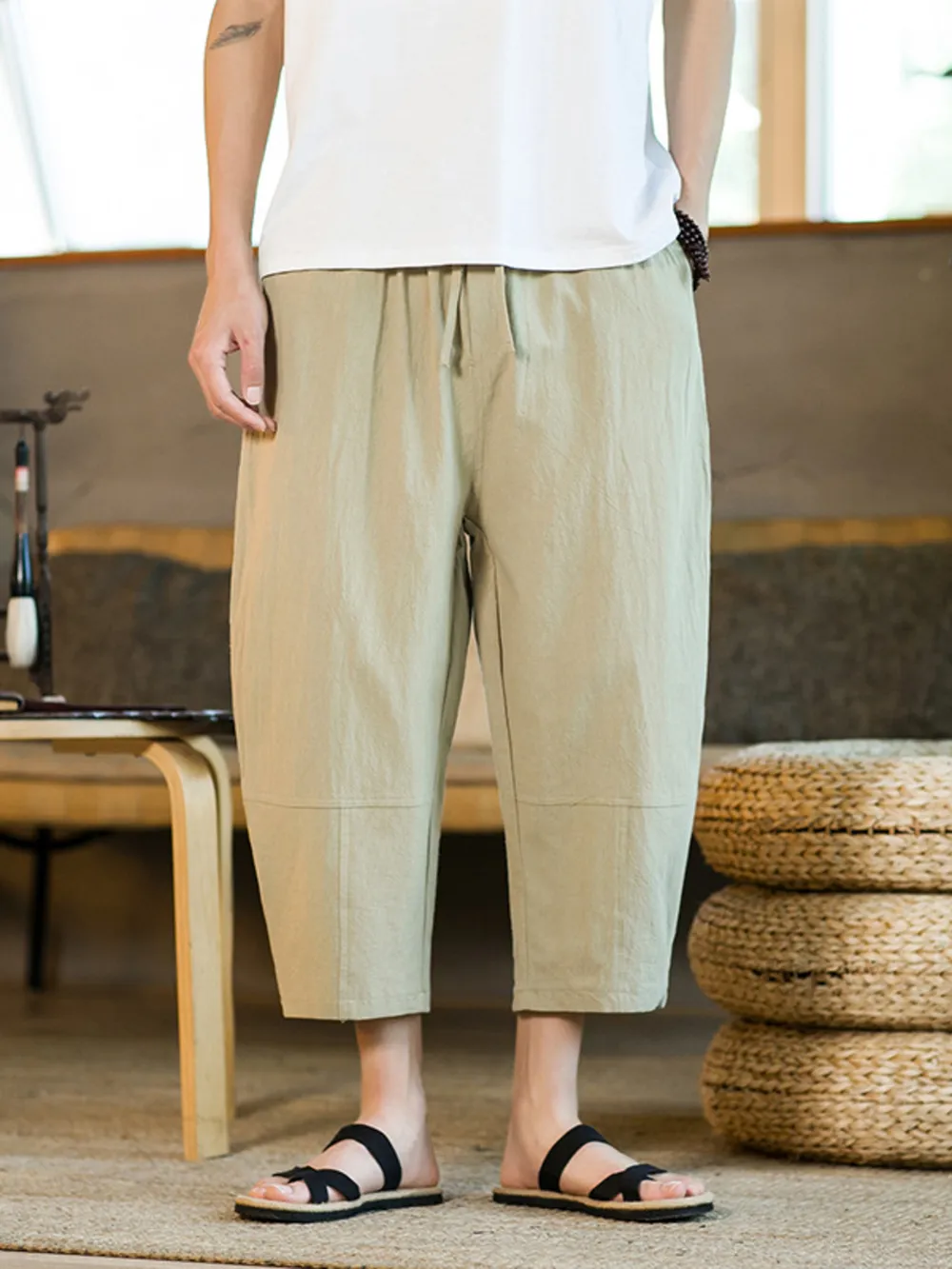 Men's Drawstring Wide Leg Pants, image 6