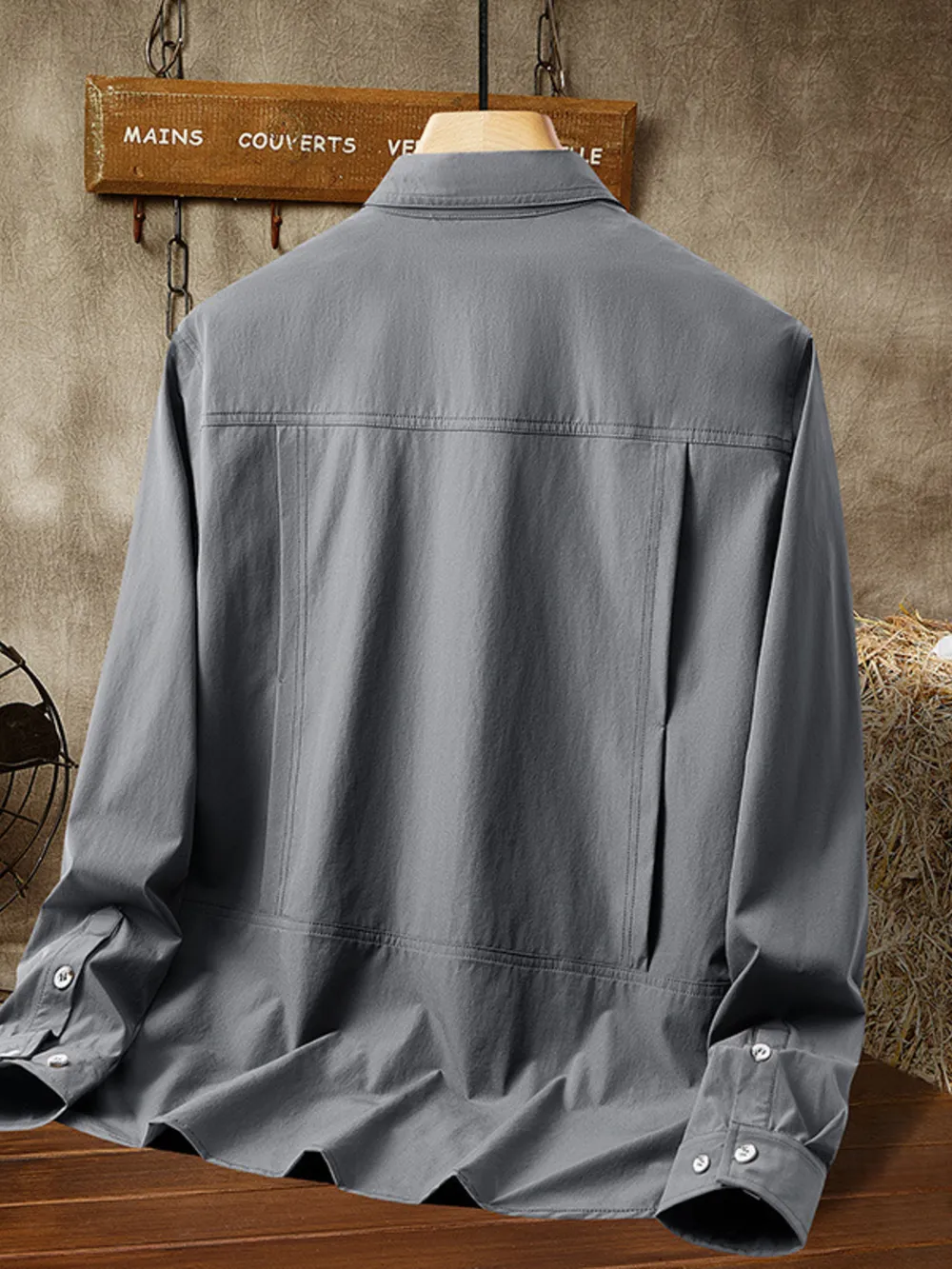Men's Plus Size Casual Lightweight Button-Down Shacket, image 3