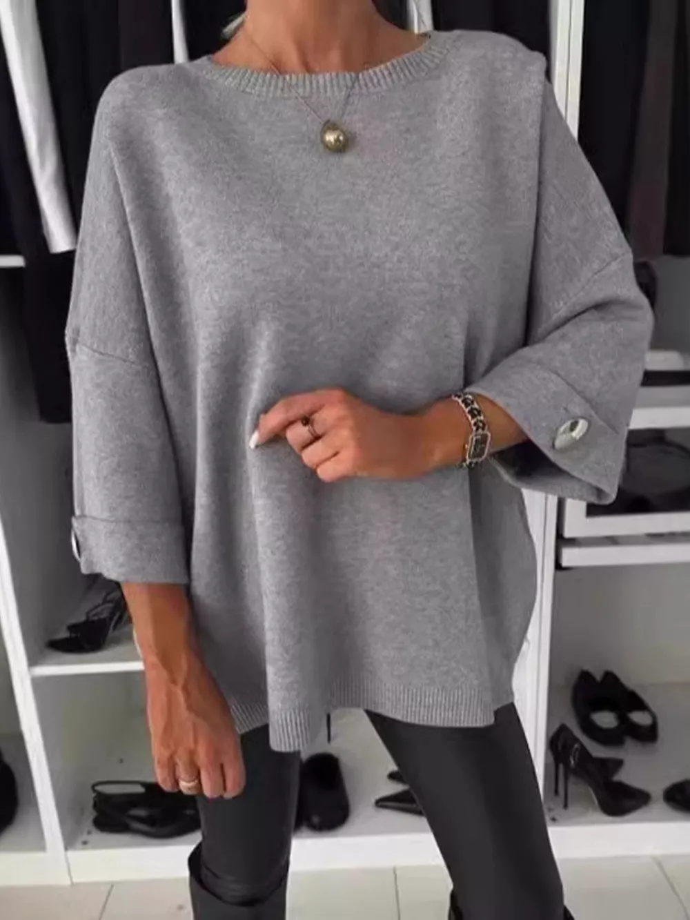 Full Size Round Neck Drop Shoulder Top with Ribbed Trim Plus Size, image 14