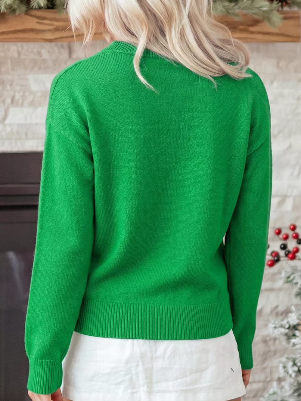 Abstract Patch Embroidery Christmas Pullover Sweater, image 7