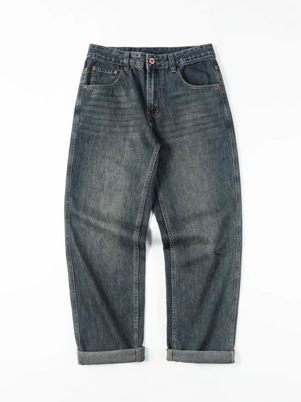 Men's Vintage Wash Loose Fit Jeans, image 5
