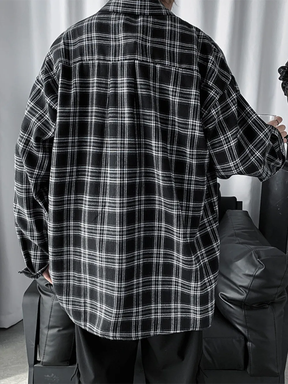 Men's Plaid Button Up Long Sleeve Shirt, image 5