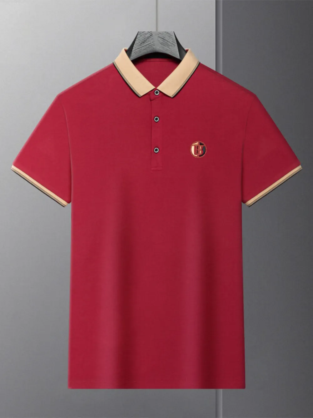 Men's Plus Size Contrast Collar Short Sleeve Polo Shirt, image 2