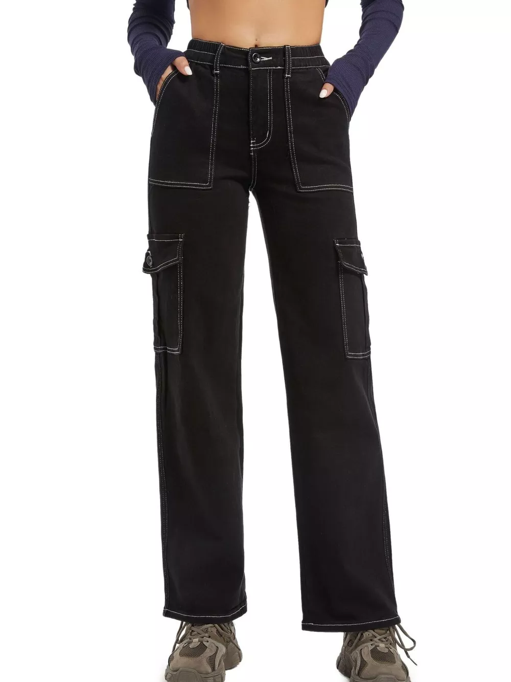 High-Waisted Cargo Jeans, image 8