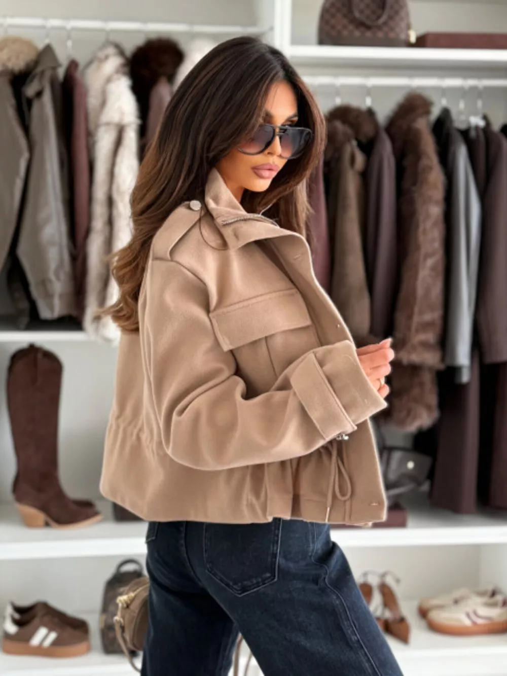 Drawstring Waist Cropped Jacket, image 7