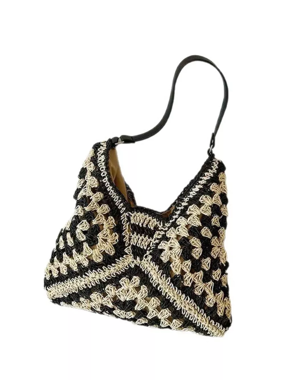 Crochet Two-Tone Shoulder Bag, image 4