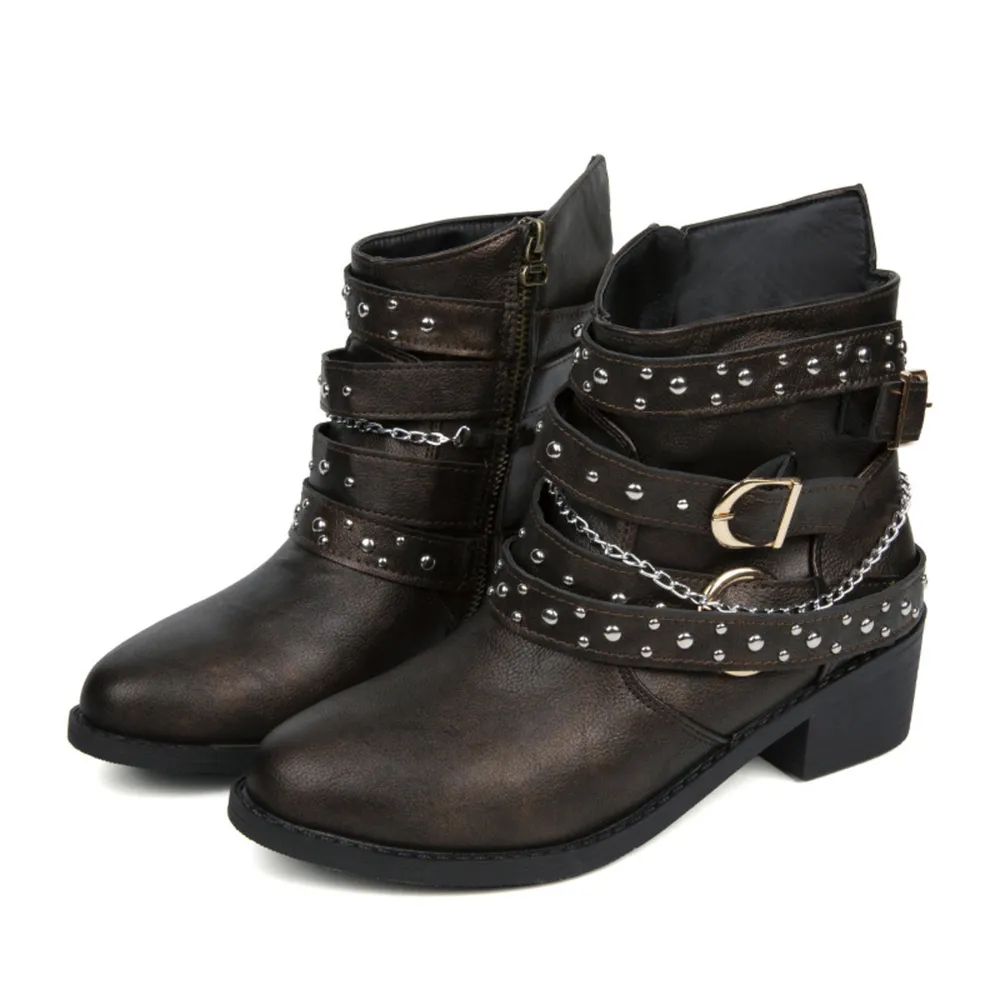 Round Toe Block Heels Boots, image 5