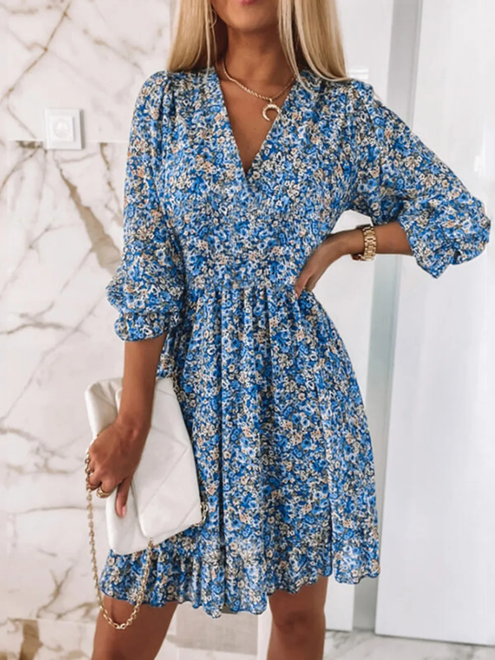 Full Size Ruffled Hem Floral Dress Plus Size, image 2