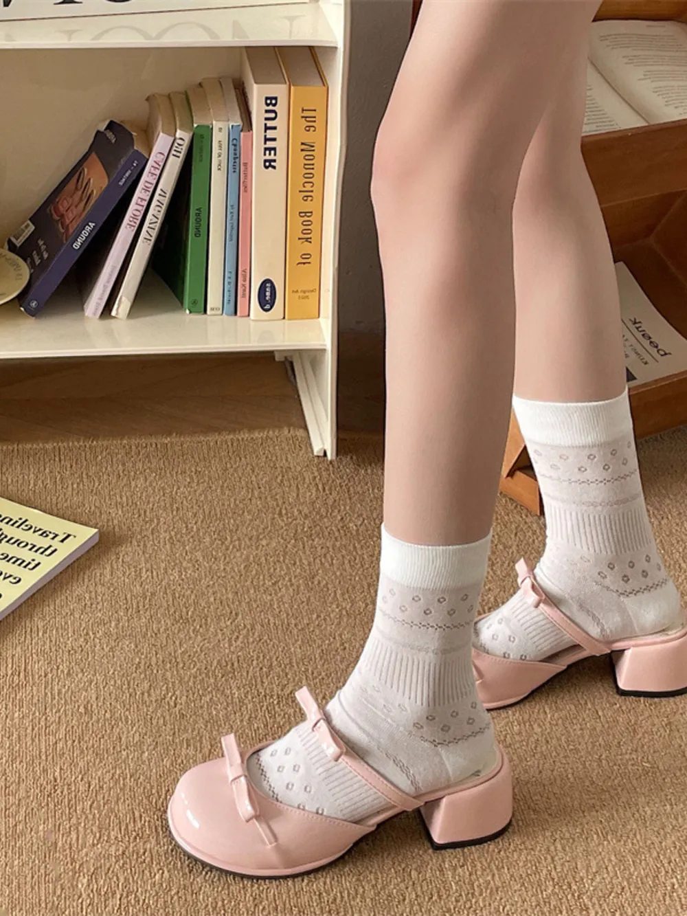 Bow Round Toe Block Heel Sandals, image 6