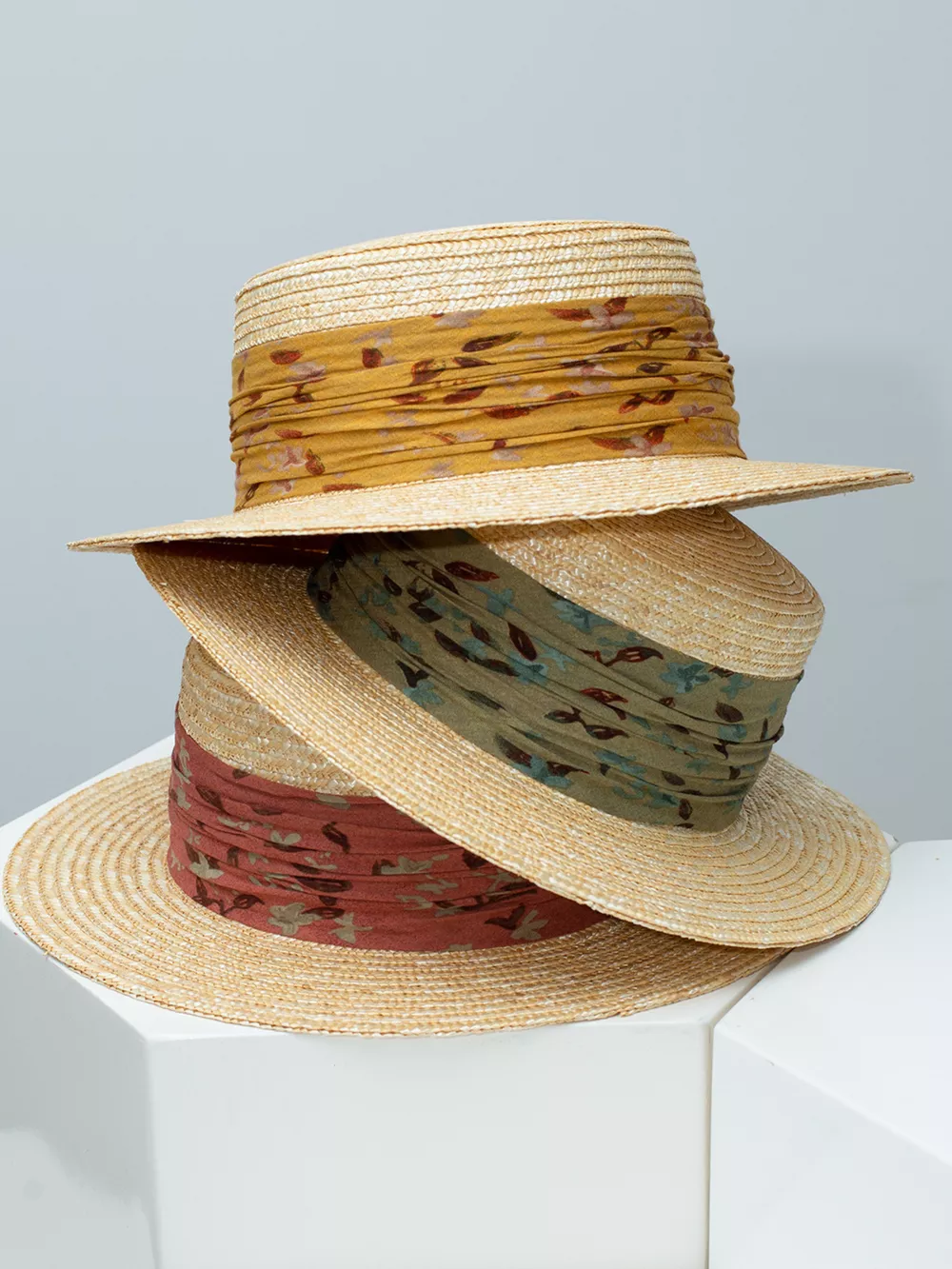 Ribbon Straw Boater Hat, image 2