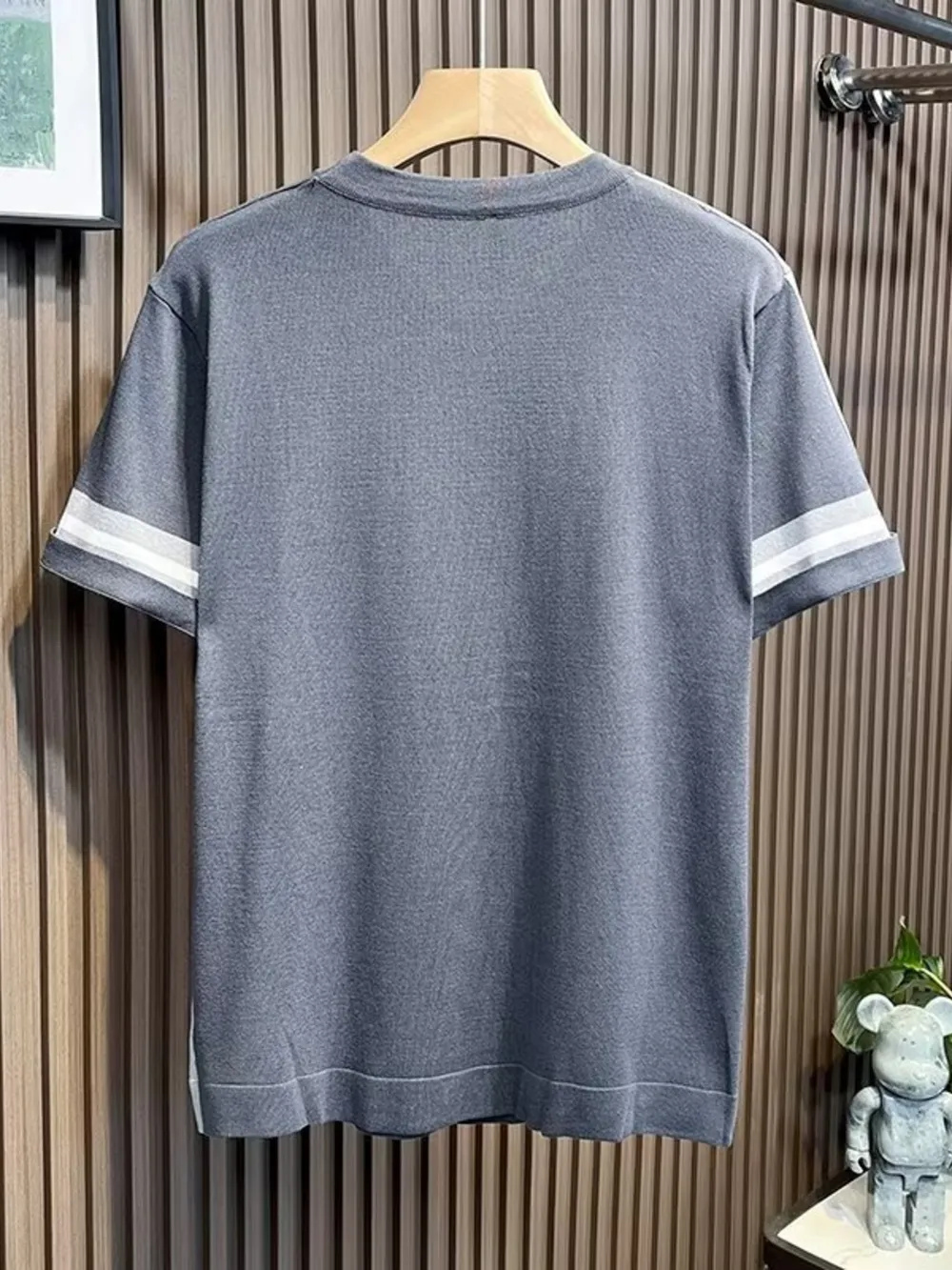 Men's Full Size Contrast Shoulder Stripes Round Neck T-Shirt Plus Size, image 2