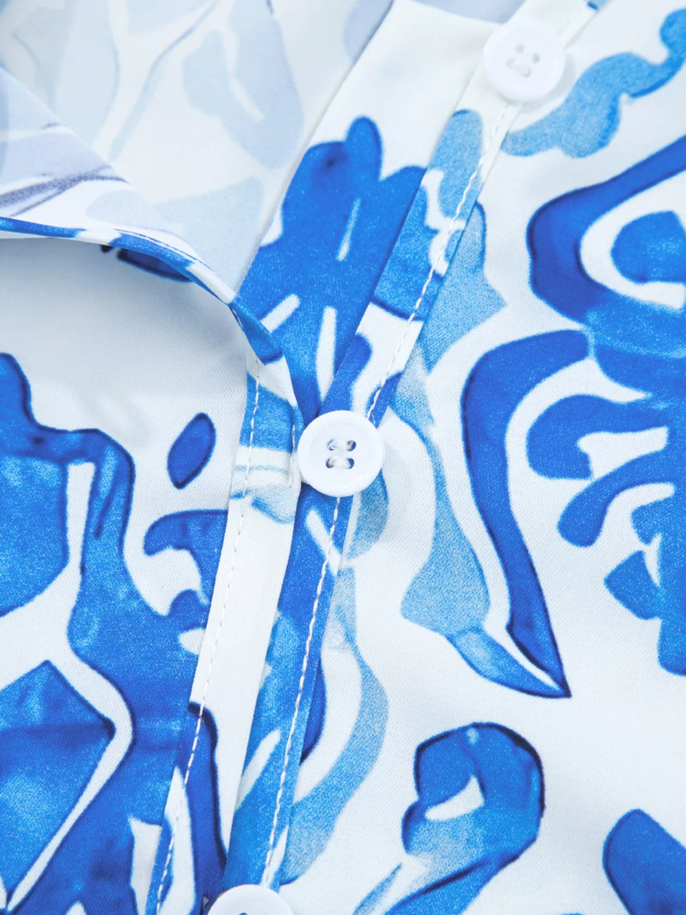 Printed Tie Split Neck Button Front Puff Sleeve Shirt, image 7