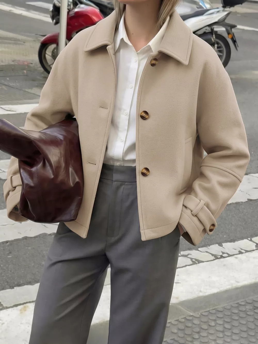 Collared Neck Button Up Jacket, image 2