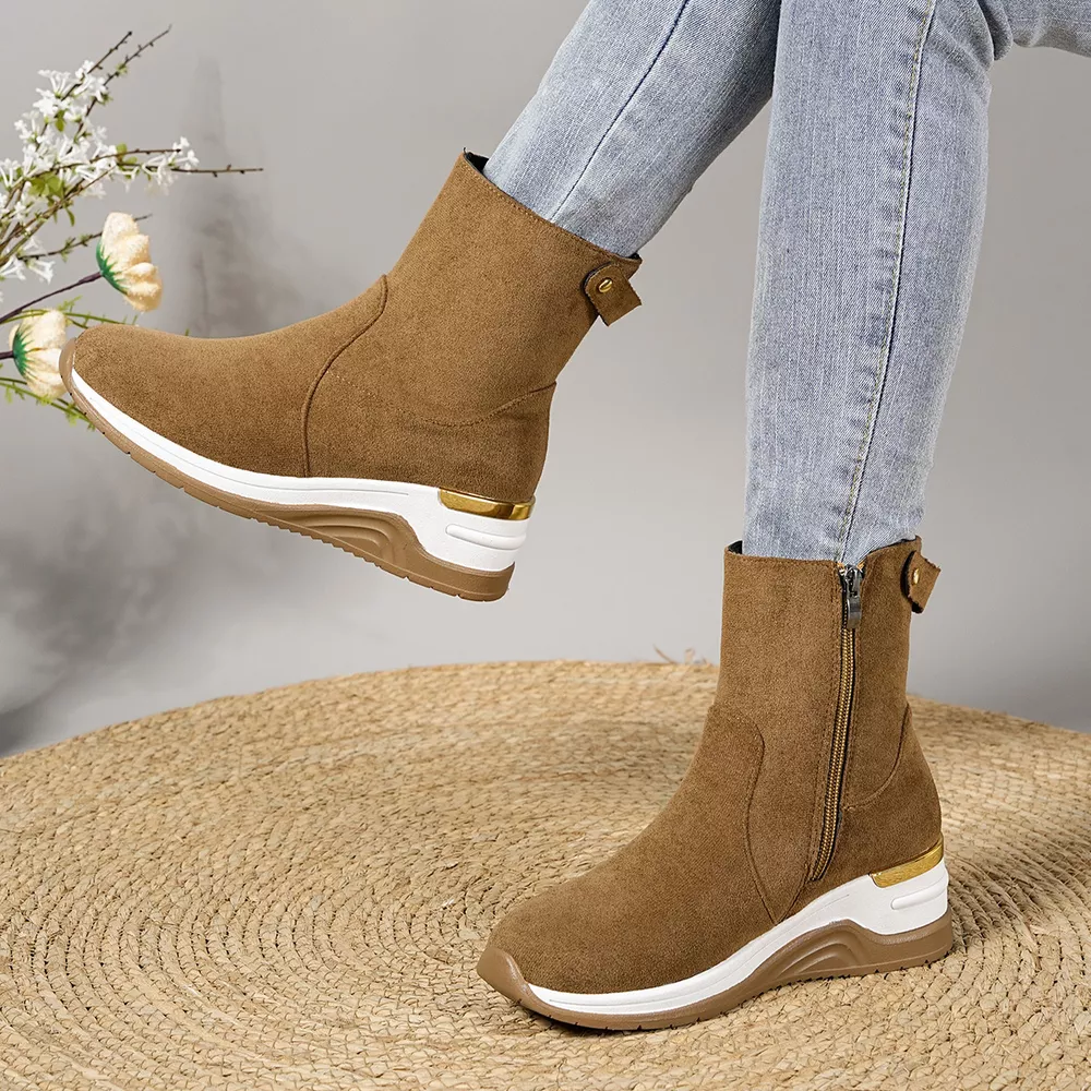 Suede Ankle Boots with Wedge Heel, image 10