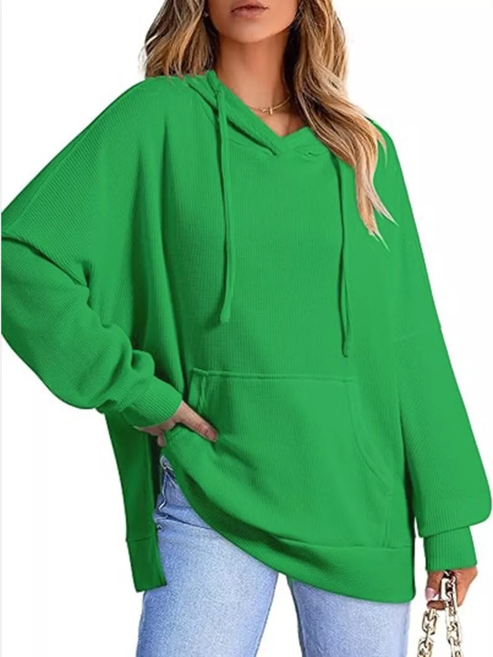 Oversized Drawstring Side Slit Hoodie, image 14