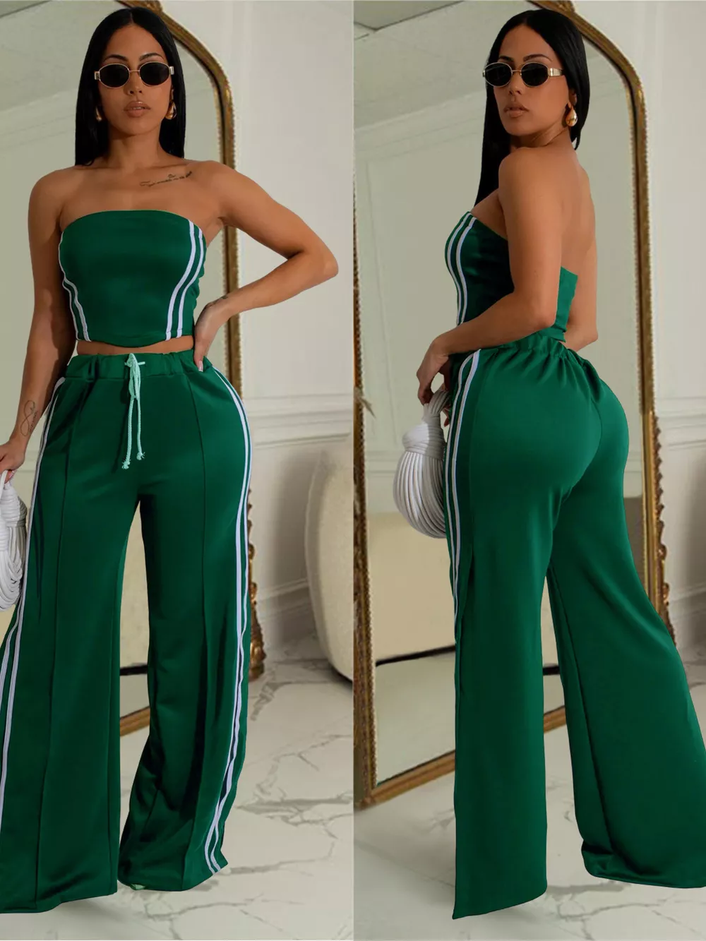 Sleeveless Tube Top and Wide Leg Pants Set, image 12