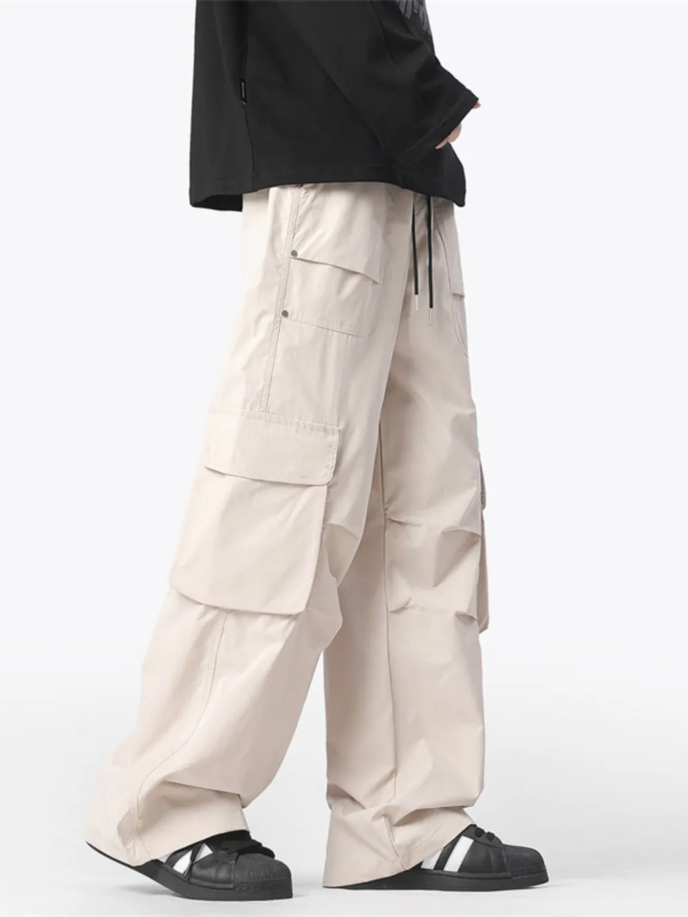 Men's Plus Size Wide Leg Cargo Pants, image 4