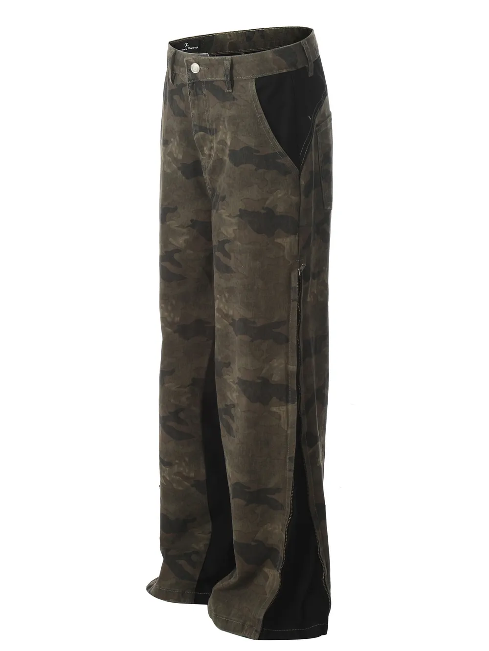 Men's Camo Wide Leg Denim Jeans, image 2
