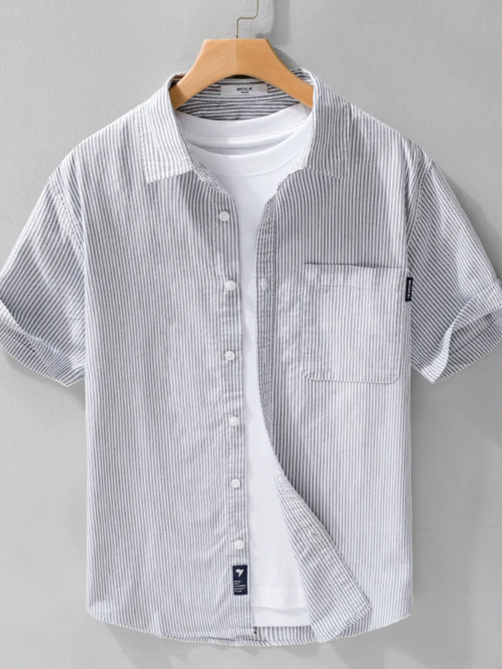 Men's Plus Size Striped Short Sleeve Casual Shirt, image 3