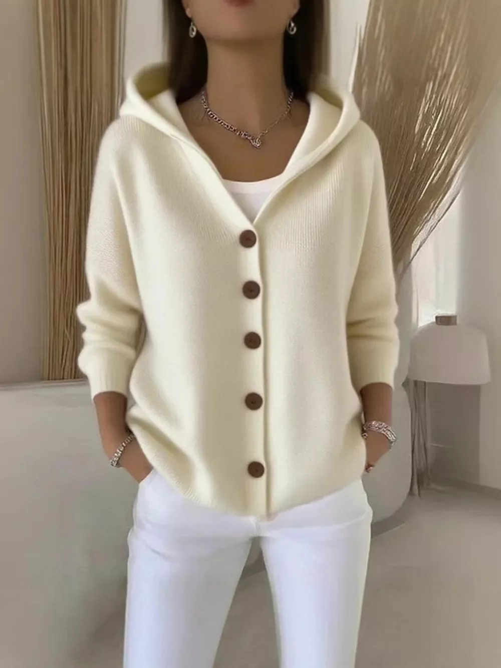Full Size Hooded Button-Down Knit Cardigan Plus Size, image 29