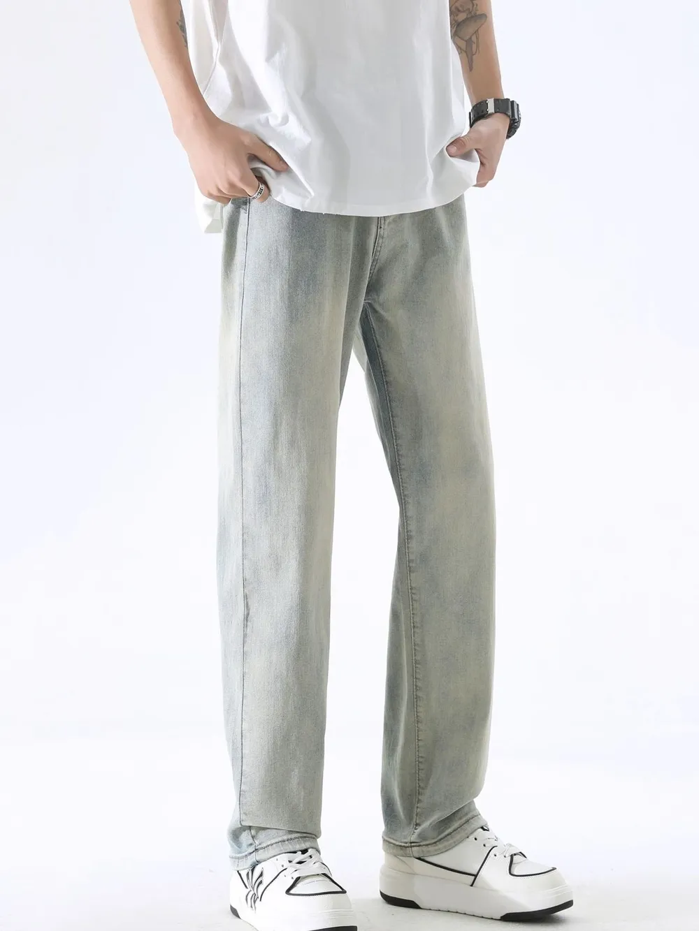 Men's Full Size Wash Wide Leg Jeans Plus Size, image 5