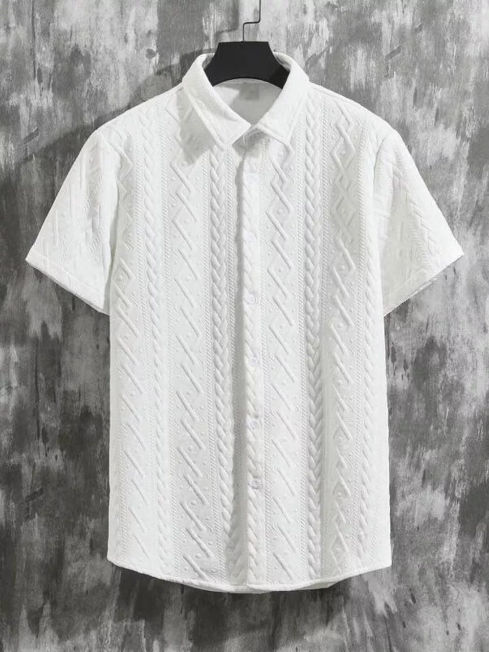 Men's Textured Knit Short Sleeve Polo & Shorts Set, image 3