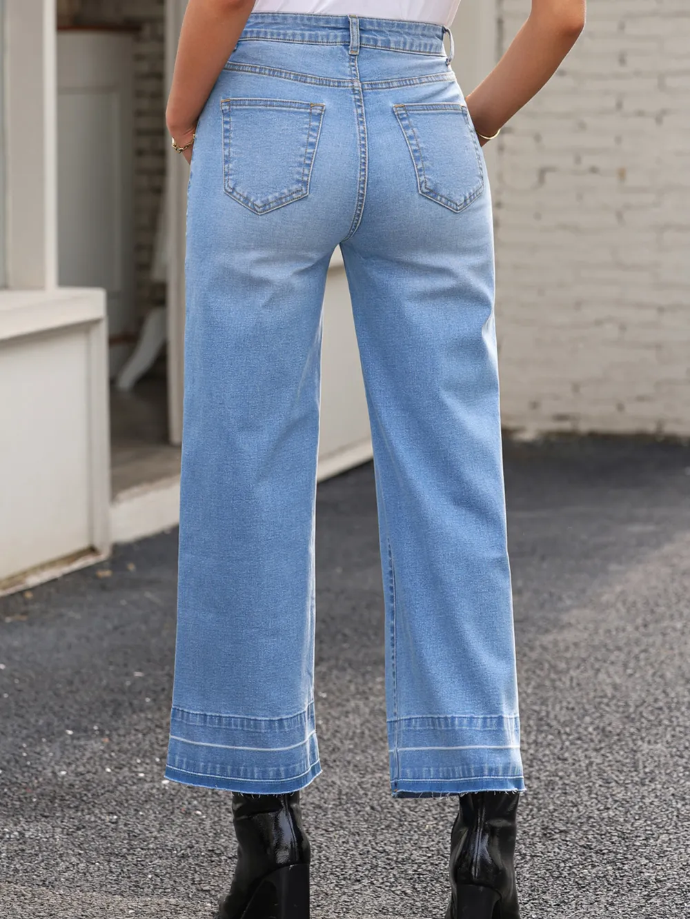 High Waist Wide Leg Washed Jeans, image 16
