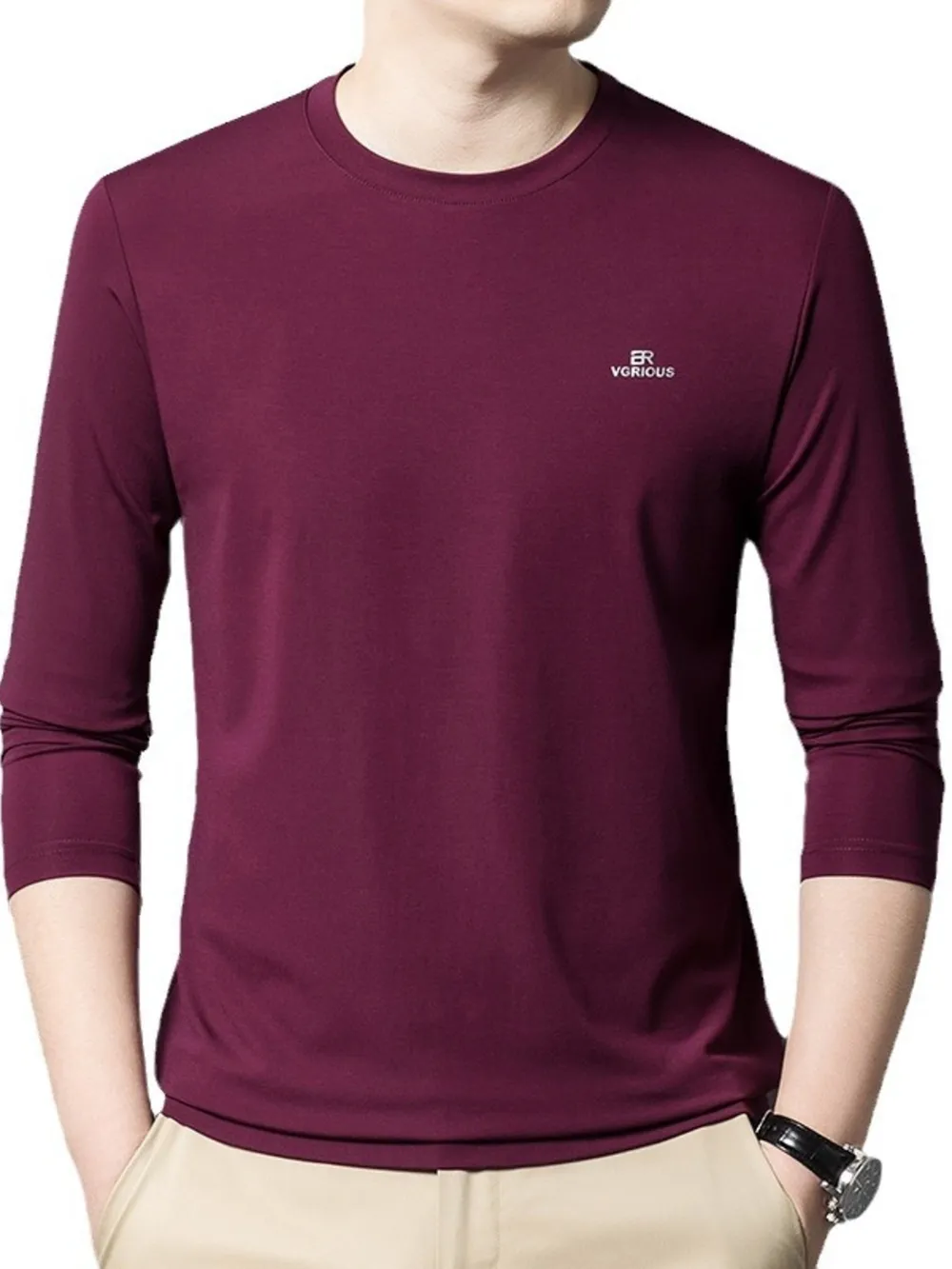 Men's Plus Size Round Neck Long Sleeve T-Shirt, image 4
