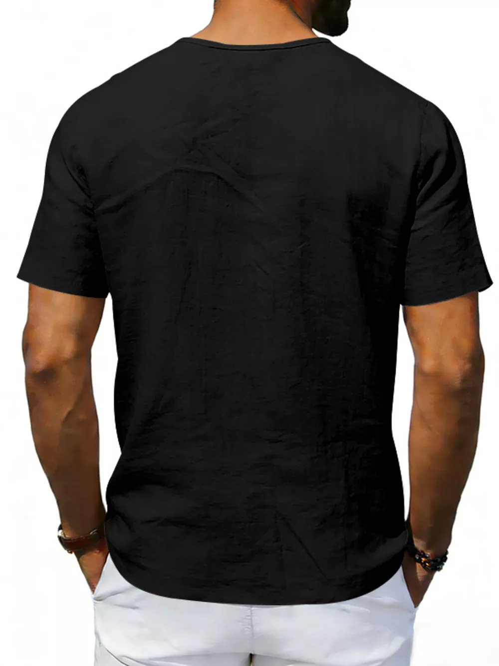 Men's Full Size Casual V-Neck Linen T-Shirt Plus Size, image 5