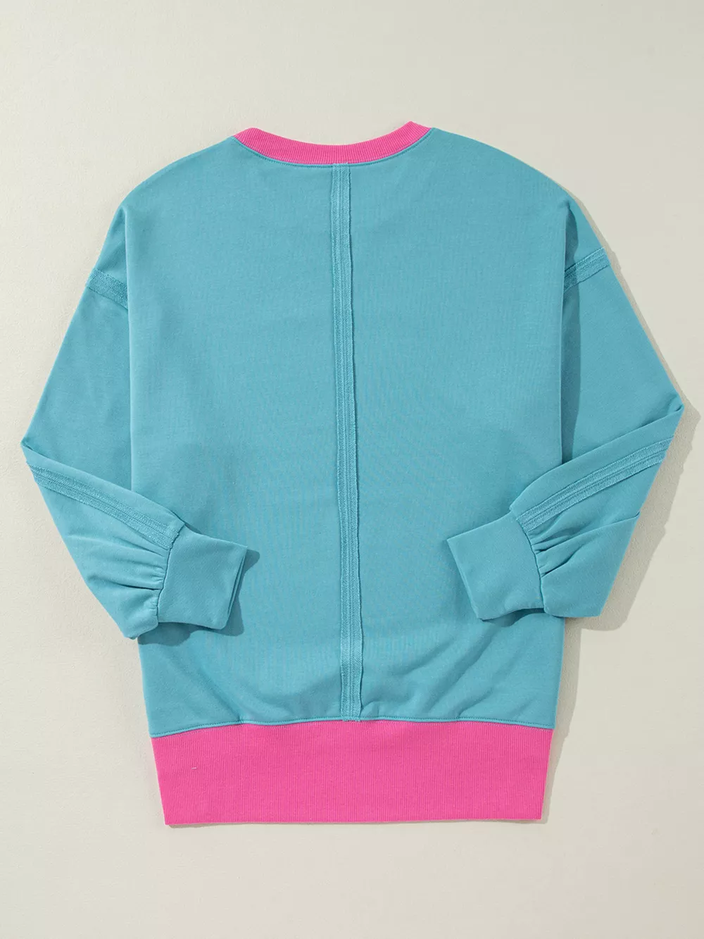 Colorblock Patchwork Crew Neck Loose Sweatshirt, image 3