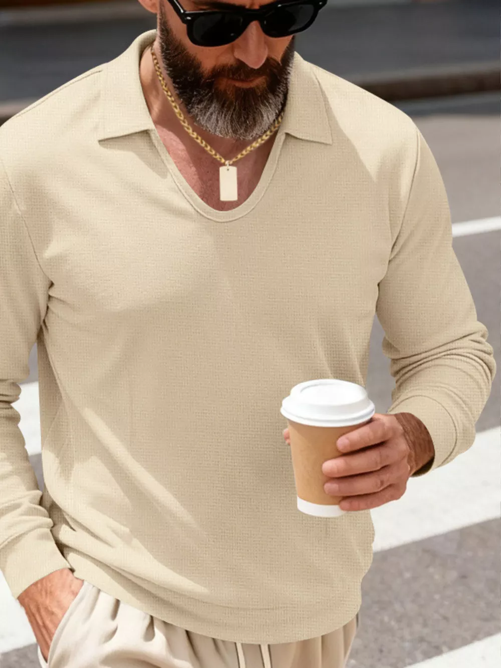 Men's Full Size Slim Fit Long Sleeve Polo Plus Size, image 6