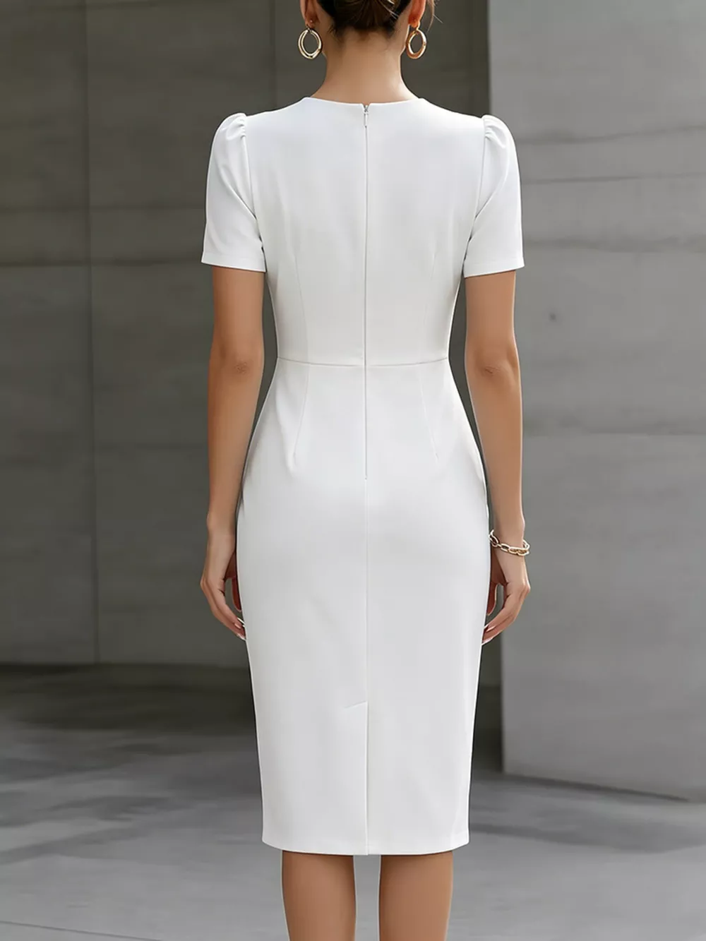 Ruched Short Sleeve Midi Dress, image 8