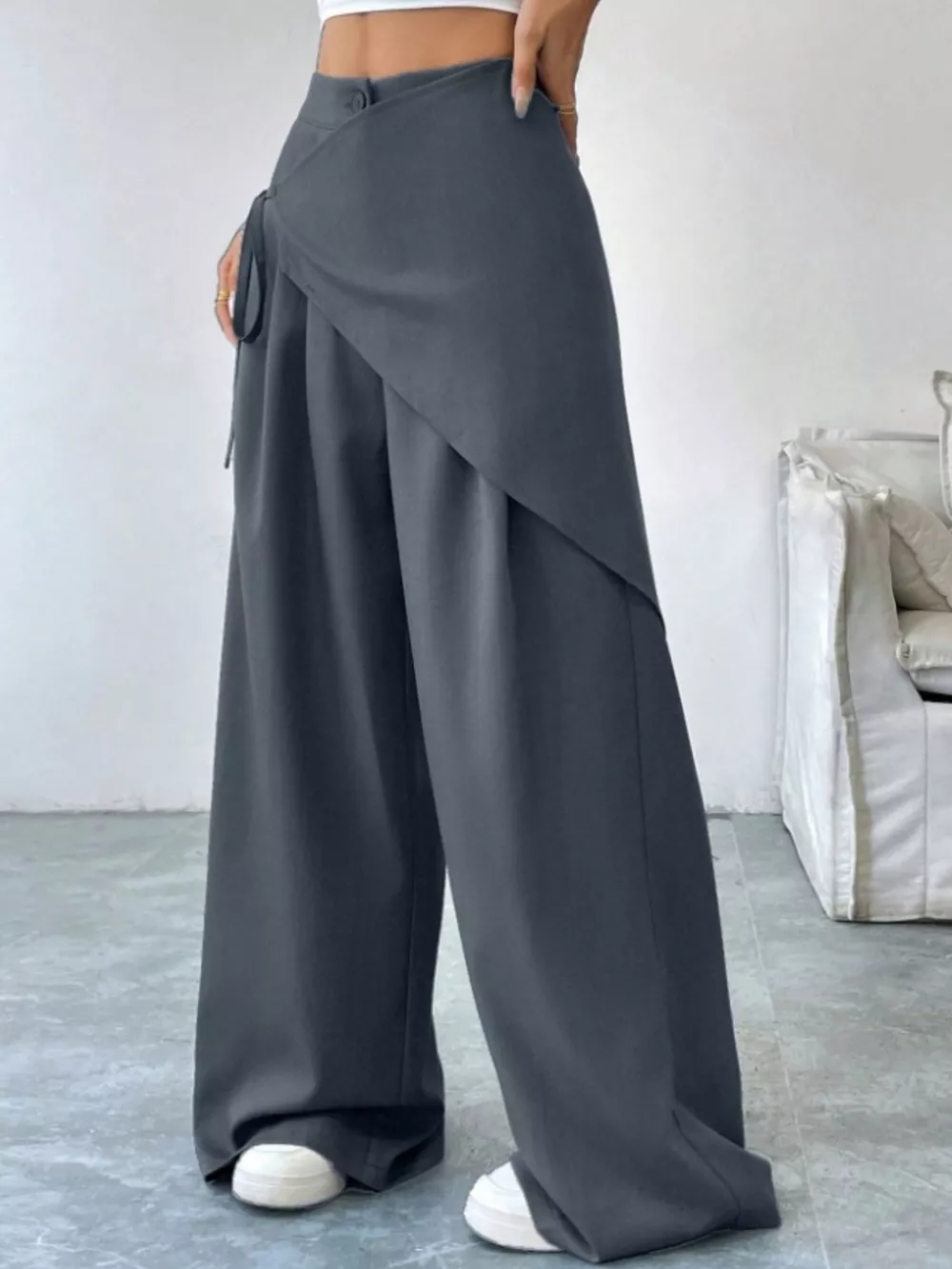 Wrap-Front Wide-Leg Pants, image 6